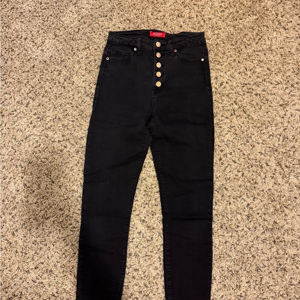 Guess Black High-Waisted Button Fly Jeans